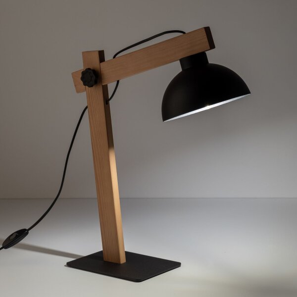 Schreibtischlampe Holz Metall 52 cm verstellbar Junges Wohnen