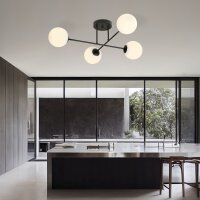 Deckenlampe Schwarz Wei&szlig; 4-flammig Kugel Schirme