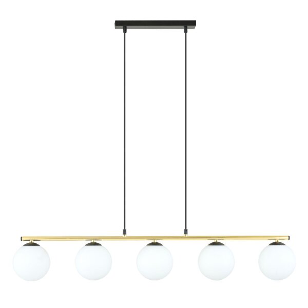 Pendelleuchte Schwarz Weiß Gold E14 Glas Metall 105 cm lang