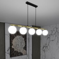 Pendelleuchte Schwarz Weiß Gold E14 Glas Metall 105...