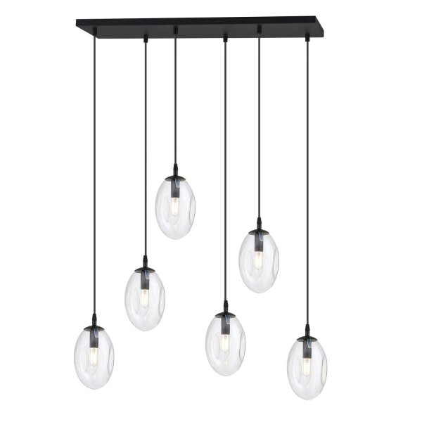 Pendelleuchte Glas 70 cm breit Schwarz Transparent E14