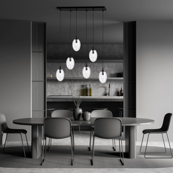 Pendelleuchte Glas 70 cm breit Schwarz Transparent E14