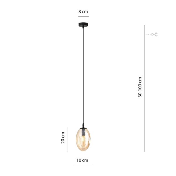Hängeleuchte Rauchglas in Bernstein Ø 12 cm verstellbar