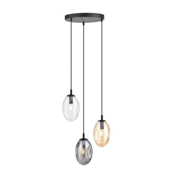 Hängeleuchte Rauchglas 3-flammig E14 Ø 40 cm CARLU