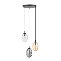 H&auml;ngeleuchte Rauchglas 3-flammig E14 &Oslash; 40 cm CARLU