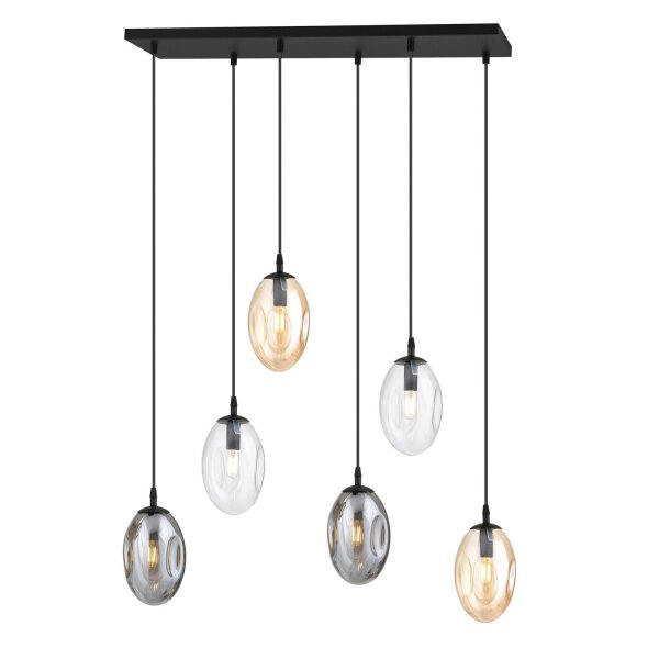 Hängelampe 6-flammig Rauchglas 70 cm breit CARLU