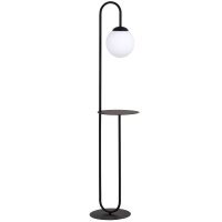 Stehlampe 150 cm mit Ablage E14 Schwarz Wei&szlig; Kugelschirm