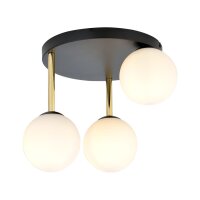 Deckenlampe Kugelschirme 3x E14 Schwarz Weiß Gold