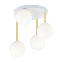 Deckenlampe Kugel Schirme Glas Metall E14 Weiß Gold