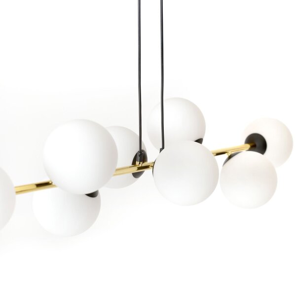 Pendelleuchte lang 140 cm E14 in Schwarz Weiß Gold