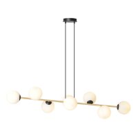 Pendelleuchte lang 140 cm E14 in Schwarz Wei&szlig; Gold