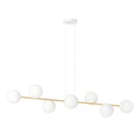 Hängelampe Weiß Gold 8x E14 Glas Metall 140 cm...