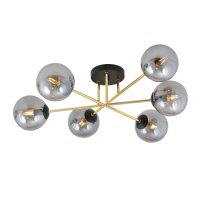 Deckenleuchte Wohnzimmer 75 cm 6x E14 Glas Metall