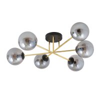 Deckenleuchte Wohnzimmer 75 cm 6x E14 Glas Metall