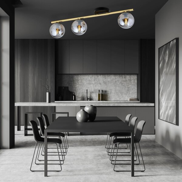 Deckenleuchte BEPPE Schwarz Graphit Gold E14