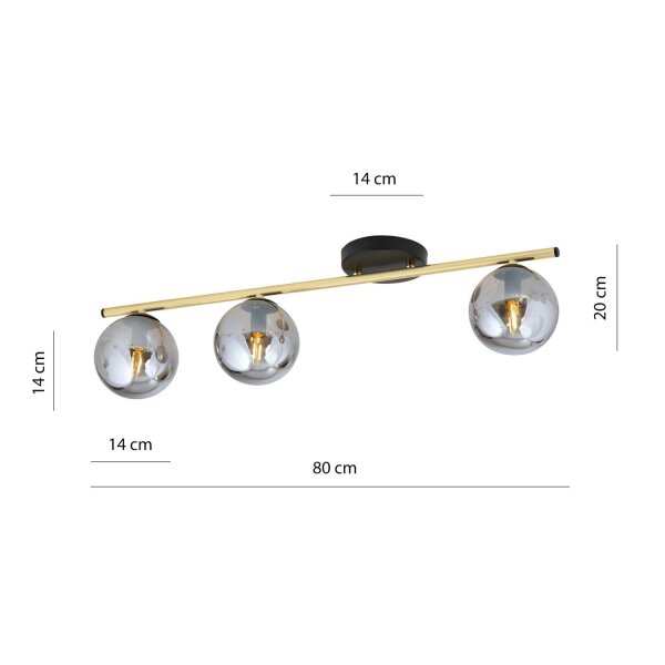 Deckenleuchte BEPPE Schwarz Graphit Gold E14