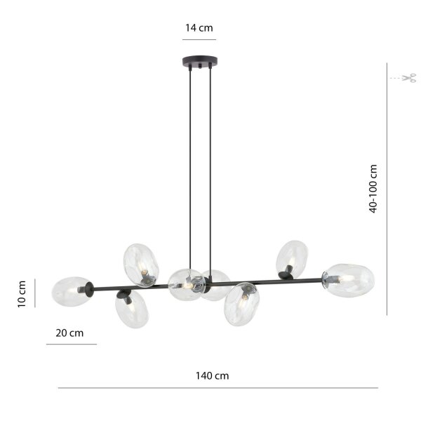 Hängelampe verstellbar Glas Metall 140 cm breit groß