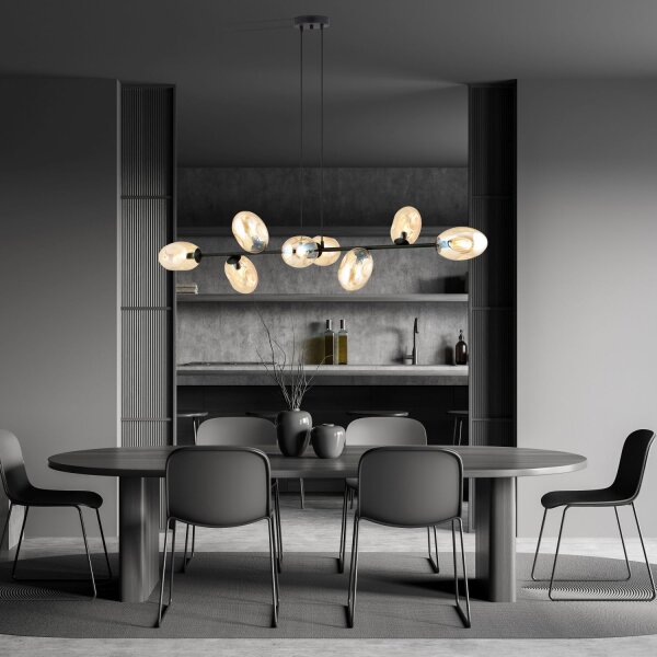 Hängelampe lang 140 cm 8x E14 Glas Metall dekorativ