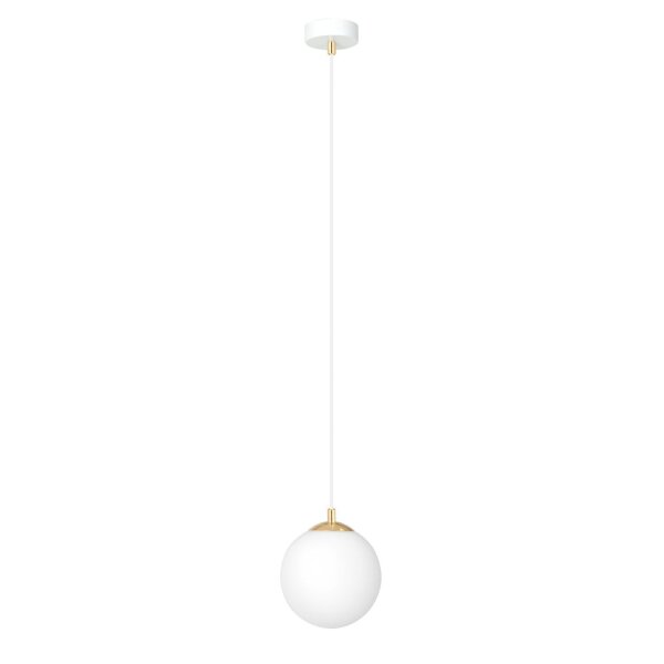 Hängelampe Weiß Gold E14 Glas Kugelschirm Ø 14 cm