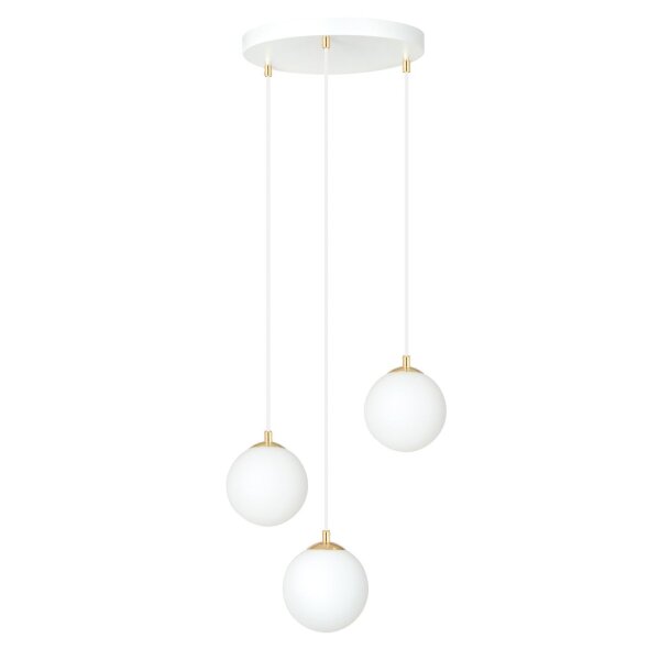 Pendelleuchte 3-flammig Ø 40 cm Weiß Gold Glas