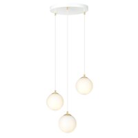 Pendelleuchte 3-flammig &Oslash; 40 cm Wei&szlig; Gold Glas