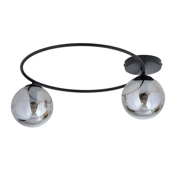 Deckenlampe 2-flammig rund Ø 47 cm Rauchglas Metall