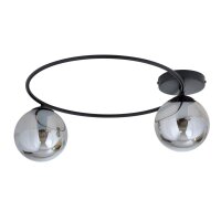 Deckenlampe 2-flammig rund Ø 47 cm Rauchglas Metall
