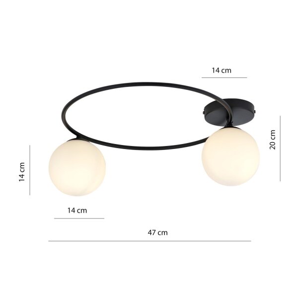 Deckenleuchte Schwarz Weiß E14 Ø 47 cm blendarm