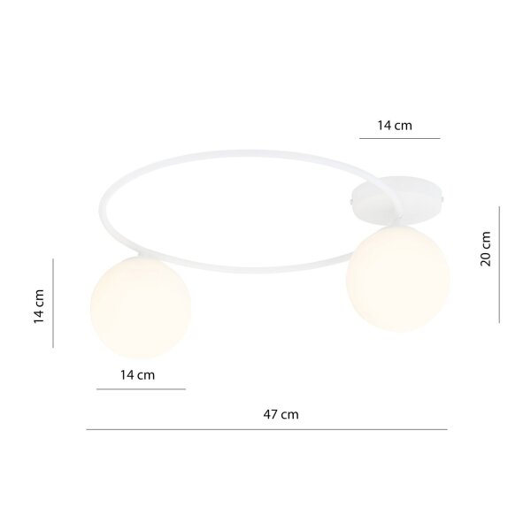 Weiße Deckenleuchte Glas Metall Kugelschirme Ø 47 cm