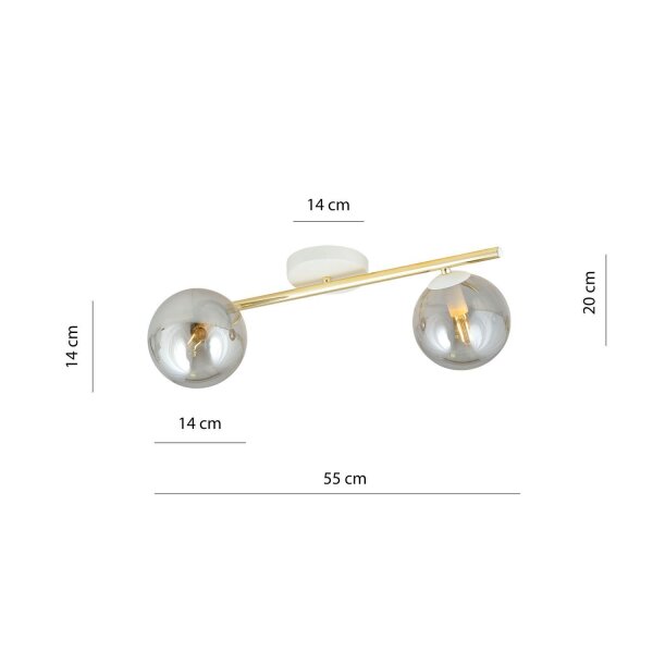 Deckenlampe LUISELLA 55 cm lang Weiß Graphit Gold