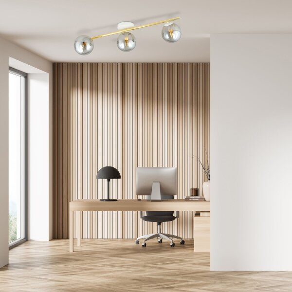 Deckenlampe Kugel Schirme Rauchglas Metall LUISELLA