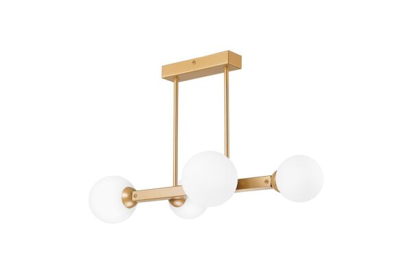 Deckenleuchte Gold Weiß 62 cm lang 4-flammig G9 Glas Metall