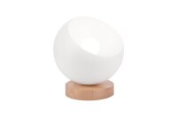 Tischleuchte Metall Holz Kugel Wei&szlig; Natur E27 &Oslash; 17 cm Modern