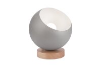 Kleine Tischlampe Kugel in Silber E27 &Oslash;17 cm Metall Holz