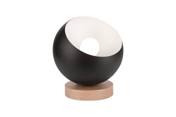 Tischleuchte Modern Schwarz E27 Ø 17 cm Metall Holz klein