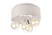 Deckenlampe Stoff Metall 4x E27 Ø 35 cm Beige Chrom