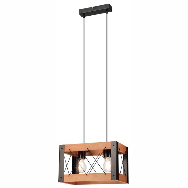 Hängelampe Holz Metall Rustikal B: 33 cm höhenverstellbar