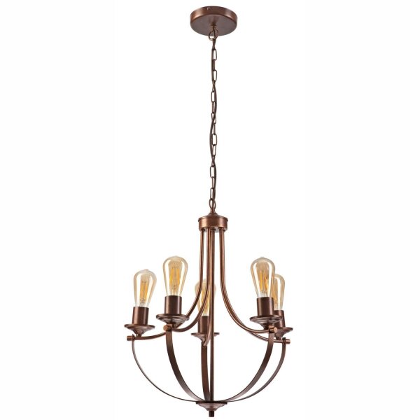 Kronleuchter Rustikal Metall Ø 45 cm 5-flammig E27 Braun