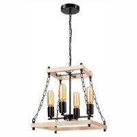 Hängeleuchte Holz Metall B: 37 cm Rustikal 4-flammig...