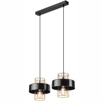 Pendelleuchte Schwarz Gold B: 40 cm Metall 2-flammig E27