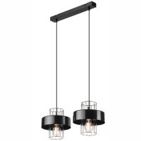 H&auml;ngelampe Modern Metall 2-flammig Schwarz Chrom E27 AFINA