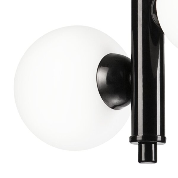 Hängelampe Metall Glas Schwarz Weiß 2x E27 Kugelschirme