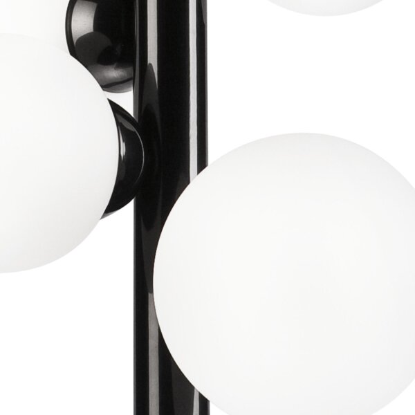 Hängeleuchte Schwarz Weiß Kugelschirme 4x E27 Glas Metall