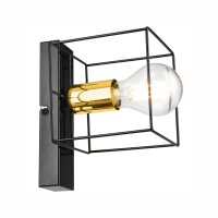 Wandleuchte Metall klein Schwarz Gold W&uuml;rfel Draht...