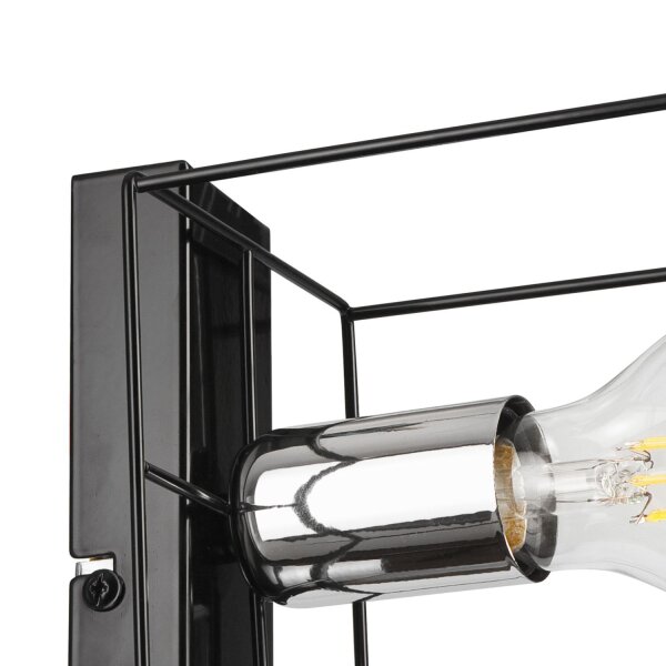 Wandlampe Schwarz Chrom Würfel Metall Draht für E27 B: 13 cm