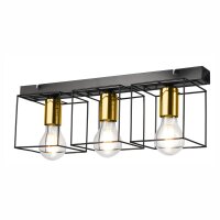 Deckenlampe Metall Schwarz Gold 3-flammig E27 50 cm lang