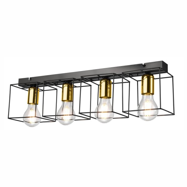 Deckenleuchte Schwarz Gold 61 cm lang Metall 4-flammig E27