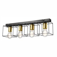 Deckenleuchte Schwarz Gold 61 cm lang Metall 4-flammig E27