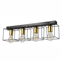 Deckenleuchte Schwarz Gold 61 cm lang Metall 4-flammig E27