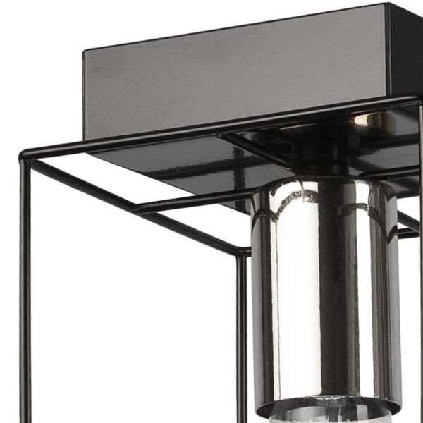 Deckenleuchte Metall eckig Schwarz Chrom B: 13 cm für E27